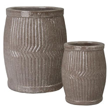 Emissary Home and Garden 19in. L x 25in. H Gray Stoneware Round Planters with High-fire Treatment (Set of 2)