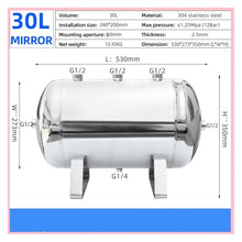 30L Horizontal Stainless Steel Gas Storage Tank