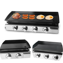 LMYYDES LPG BBQ Plancha Stainless Steel 2/3/4 Burners Gas Grill Steak Frying Griddle Plancha Enamel Cooking Plate Outdoor Teppanyaki,670x414x190mm