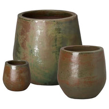 Emissary 21in Green Wash Stoneware Round Planters - Set of 3