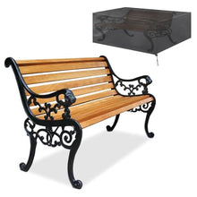 Mfallon Outdoor Garden Bench with Waterproof Cover, Patio Park Lawn Solid Wood Bench with Cast Iron Frame, Patio Porch Furniture Bench with Backrest and Armrests for 2-3 People(Black)