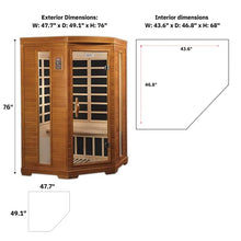 DYNAMIC SAUNAS Hemming 2 Person Infrared Corner Sauna Dark Honey Stain