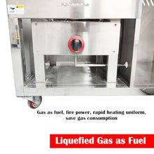 EQCOTWEA Stainless Steel Liquefied Gas Commercial Food Cart, 9-in-1 Fountain Hot Pot Snack Cooker with 4 Spice Boxes & 1 Condiment Basin, Mobile Street Vendor Trailer for Cooking Beef Pork Meat