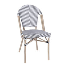 EMMA + OLIVER Massalia Indoor/Outdoor Bistro Set - Black & White Textilene with Light Natural Frame