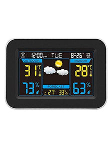 CVGfko Wi-Fi Weather Station | Indoor/Outdoor Remote Monitoring System Shows Temperature, Humidity | Wireless LED Color Console w/Forecast Data/5956,Black