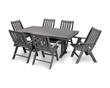 POLYWOOD Vineyard 7-Piece Nautical Trestle Folding Dining Set (Slate Grey)