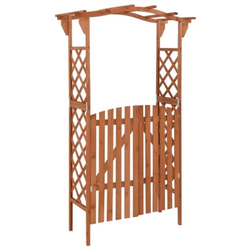 Casafoyer Pergola, Outdoor Pergola with Gate, Garden Arch for Backyard Deck Patio Outdoor Entertaining, Farmhouse Style, Solid Wood Fir - Pack of 2