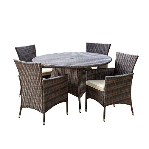 Christopher Knight Home Rodgers Outdoor Wicker Dining Set 5-Pcs Multibrown