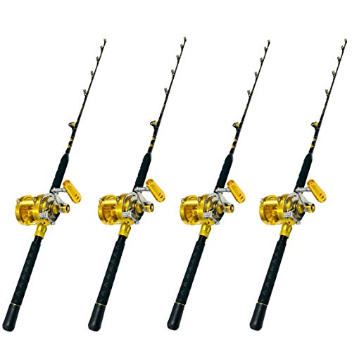 EAT MY TACKLE 30W 2-Speed Reel Blue Marlin Tournament Edition Rod 4 Pack Blue