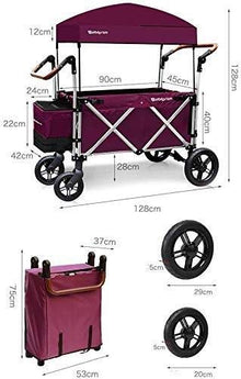 PUCNHZYNW Garden Carts Multifunction Folding Garden Trolley Cart Portable Heavy Duty Wagon with Canopy Multi-Function Shopping Cart for Outdoor Camping Beach Hand Pull cart with 4 Wheels
