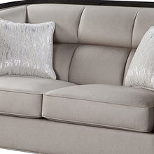 Benzara Loveseat with Curved Back and Shelter Arms Beige