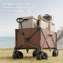 Folding Beach Camping Trolley Cart for Outdoor Picnics and Gatherings Portable Black Camper Trailer Cart