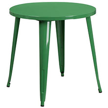 Flash Furniture Commercial Grade 30" Round Metal Indoor-Outdoor Table Set with 4 Arm Chairs Green