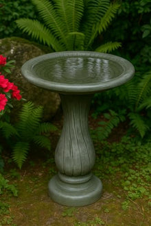 Solid Rock Stoneworks Spiral Birdbath- 29in Tall- Indigo