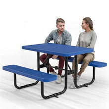 OUTTANS Commercial Metal Picnic Table (Blue, 4' Rectangular)