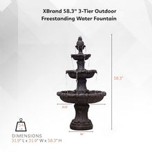 XBrand 58.3" 3-Tier Outdoor Freestanding Water Fountain - Classic Leaf Design, Brown Resin, Large Bird Bath with Pump - Ideal for Yard, Lawn and Garden, Porch Décor