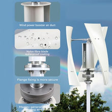 HUIZHITENGDA 12V-220V 19000W Vertical Wind Generator Kit, Electricity Producer Equipment with Power Inverter Low Noise 3 Blades Windmill Generator(White),12v