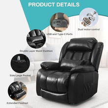 UOPYNE Power Lift Recliner Chair with Massage and Heating, Large Electric Leather Sofa for Seniors with Double Lumbar Support, Living Room Seating with USB and Remote Control