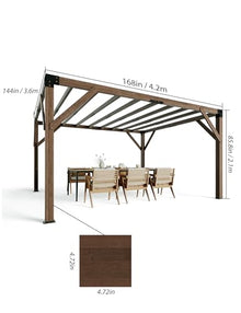 VORTEXTOVE 12x14 FT Outdoor Wooden Pergola with Retractable Shade Canopy