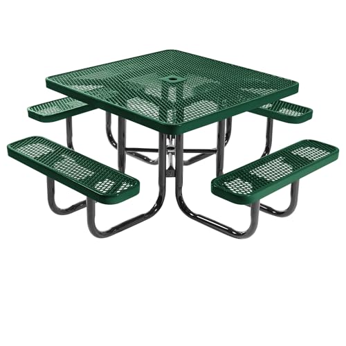 COATEDOUTDOORFURNITURE 46In Square Picnic Table, Expanded, Textured Green