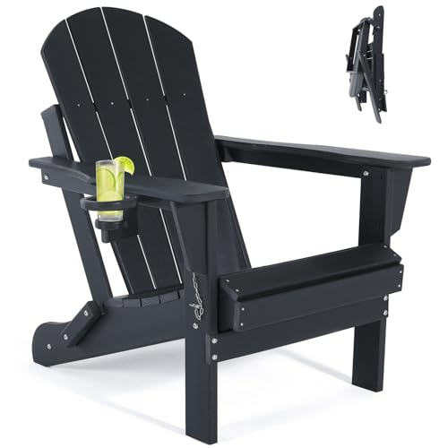 ABCPATIO Set of 6 Adirondack Chair HDPE Cup Holders Heavy Duty Patio Black