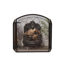 Fireplace Screen Retro Iron Fireplace Screen American Style Carved Three Fold Fire Retardant with Hollow Mesh Fence Fireplace Fire Screen