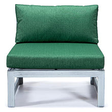 LeisureMod Chelsea 7-Piece Outdoor Patio Conversation Set with Fire Pit Table and Cushions Green