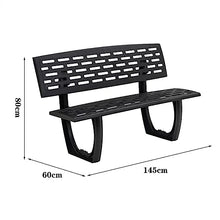 Park Patio Seat Outdoor Bench 57.0 Inch Aluminum Park Chair With Backrest, 2 Seater Outdoor Leisure Chair For Terrace Lawn
