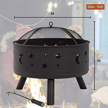 KOMFGT Fire Pits Outdoor Wood Burning Bowl, 24 Inches Diameter Wood Burning Steel Fire Patio & Backyard Firepit