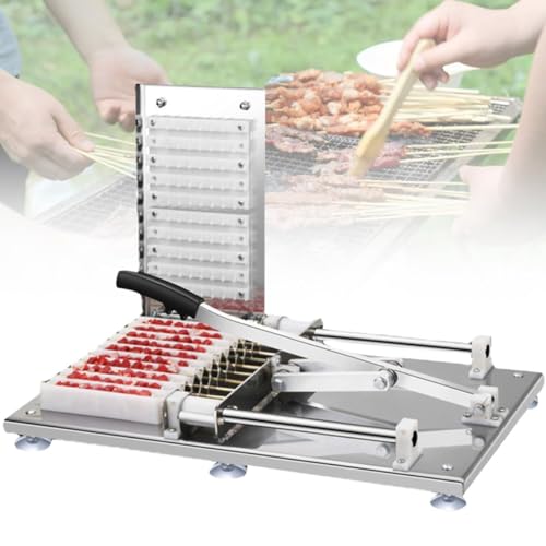 EliteBloom Commercial Meat String Machine,Manual Meat Mutton Kebab Skewer Machine, High Eefficiency Semi-Automatic Wear Mutton String Making Machine BBQ Skewer Maker,