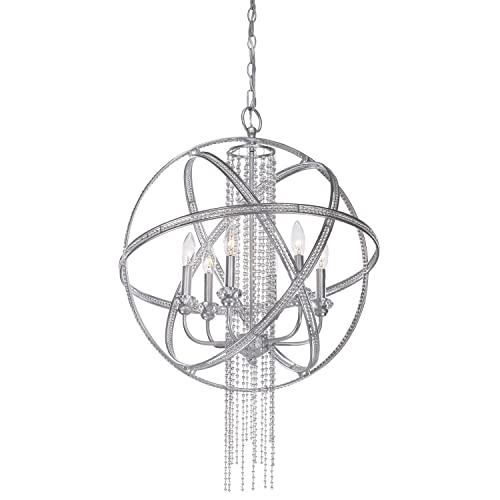 Zeev Lighting P30012-6-SL-B Cascade Pendant, Silver