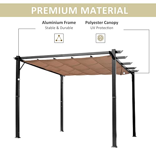 Outsunny 10' x 13' Aluminum Patio Pergola with Retractable Canopy Charcoal Gray