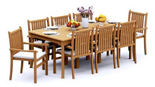 TeakStation 8 Seater Grade-A Teak Wood 9 Pc Dining Set: 83" Rectangle Table and 8 Cahyo Stacking Arm Chairs #31CH1808