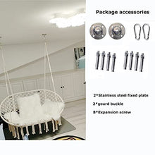 QUGURLID Hammock Chair 2 Seat with 2 Sets of Suspension Accessories, Hanging Cotton Ropes, Metal Frame,Swing Hanging Chair,for Hammock Stand (b)