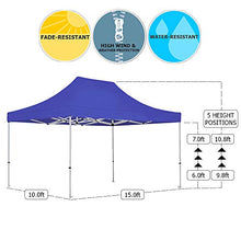 Vispronet 10x15 Instant Canopy Tent and 3 Side Walls – Commercial Grade Aluminum Frame with Water-Resistant Canopy Top and Sidewall – Bag and Stake Kit Included (Blue)