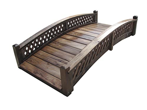SamsGazebos Butterfly Garden Bridge with Diamond Lattice Railings 6 ft Light Brown