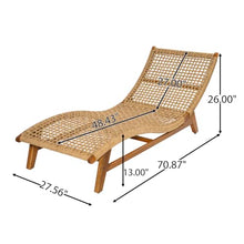 Christopher Knight Home Amanda Acacia Wood Chaise Lounge Chair Outdoor Set of 2, Wicker Patio Chaise Lounges for Balcony Backyard, Outdoor Sun Lounger, Poolside Seating, Light Brown+Teak