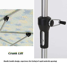 USZWBY 2.7m Garden Parasol with Crank,Umbrella Shades for Outdoors/Beach/Pool/Patio,Leaf Texture Pattern,Without Base