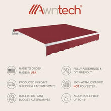 Awntech 8' Maui Manual (8' x 6.5') Retractable Patio Awning, Black/White Stripe