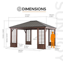 Sunjoy Hardtop Gazebo Aluminum Frame with Planters 13 ft. x 15 ft. Brown