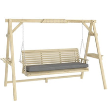 Outdoo Chic Wooden Garden Swing Chair, 726LBS Heavy Duty, Sturdy Wooden Frame & Weather Resistant, Comfortable Seating Structure, Anti-Rust Design, Easy Assembly for Patio, Backyard, Porch and Garden