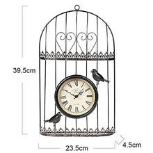EHVYBDX Outdoor Garden Wall Clock Iron Art Bird Cage Design Garden Clocks Outdoor Waterproof Creative Home Furnishings Outside Clock Outdoor Wall Clock Indoor Outdoor Decoration White