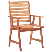 POUFGDR Patio Chair Set of 8 with Taupe Cushions, Solid Acacia Wood Outdoor Dining Chairs for Garden and Patio Seating