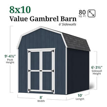 Little Cottage Co. 8x10 Value Gambrel Barn with 6 ft. Sidewalls with Floor, Outdoor Wood Storage Shed Do-It-Yourself Precut Kit