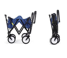 BIOMICE Collapsible Wagon Portable Folding Garden Trolley Cart with 4 Wheels Heavy Duty Wagon Shopping Cart for Outdoor Camping Beach Garden Cart(Blue)