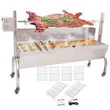 DEWOSEN 50W Rotisserie Grill With Wind Screen - 51 Inch BBQ Outdoor Pig & Lamb Spit Roaster - 132LBS/60KG Stainless Steel Charcoal Spit Rotisserie Grill for Camping & Outdoor Barbecue