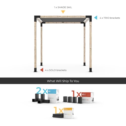TOJAGRID Pergola Kit with Shade Sail for 4x4 Wood Posts 12x12 Black