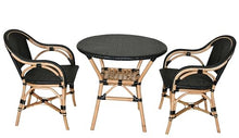 AFD Home Black Sierra Arm Chair Bistro Set, Round Table, 3-Piece Set for Patio and Outdoor Use
