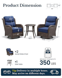 HILLGA Luxury Outdoor Swivel Rocker Patio Chairs of 2 with Side Table