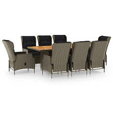 AMBERARD Patio Dining Set Set of 8 Brown Round PE Rattan 9 Piece Set Furniture Set